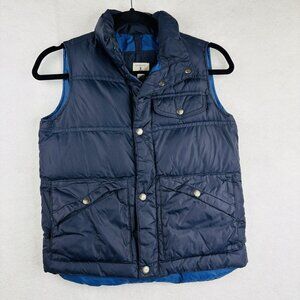 Lands' End Boys Size Small 8 Navy Blue Down Snap Front Puffer Vest Kids